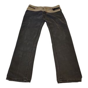 Distresses Two-Tone Black and Tan Jeans